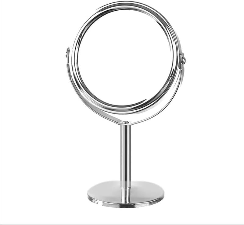 DAISO Mini Standing Mirror - Circle Shape, Silver Glass, Portable Tabletop Mirror - Image 1